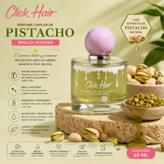 Perfume Capilar de Miel Click Hair  Nombre del producto  Perfume Capilar de Miel Click Hair – Brillo Intenso  Descripción  Disfruta de un cabello con un delicioso aroma a miel, mientras lo mantienes fresco, brillante y con una sensación de limpieza durante todo el día.  El Perfume Capilar Click Hair está diseñado para perfumar delicadamente el cabello sin dejar residuos ni sensación pesada. Su fórmula aporta brillo, ayuda a controlar los malos olores y deja una fragancia dulce y envolvente que permanece por horas.  Beneficios  * 🍯 Delicioso aroma a miel. * ✨ Aporta brillo natural al cabello. * 💕 Neutraliza malos olores. * 🌿 Fórmula ligera, ideal para uso diario. * 💇‍♀️ No deja sensación grasosa. * 💖 Apto para todo tipo de cabello.  Modo de uso  Rocía sobre el cabello seco o húmedo a una distancia de 20 cm. Reaplica durante el día cuando desees refrescar tu cabello.  Ideal para  Todo tipo de cabello.