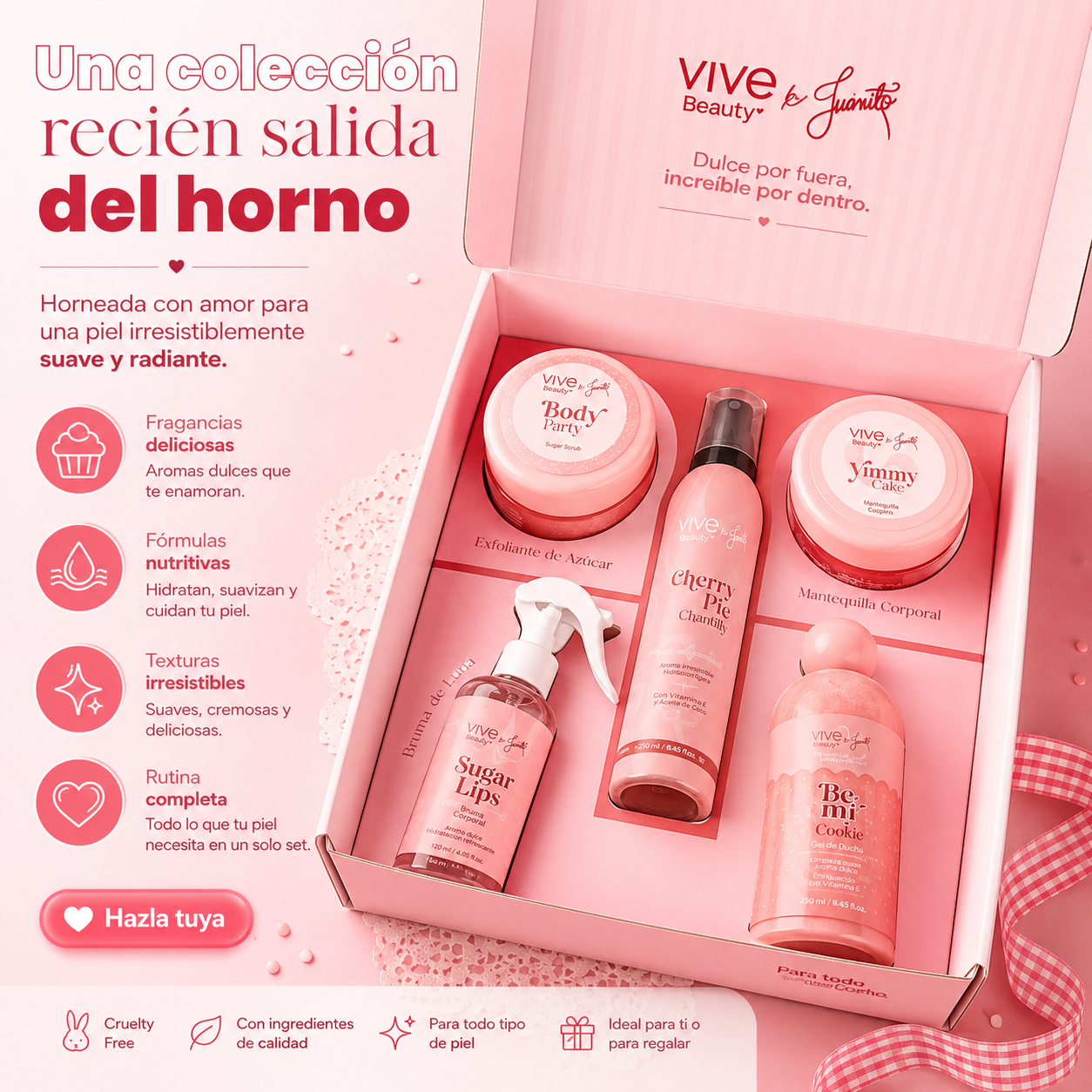 Kit Corporal Vive Beauty x Juanito – Colección Recién Salida del Horno