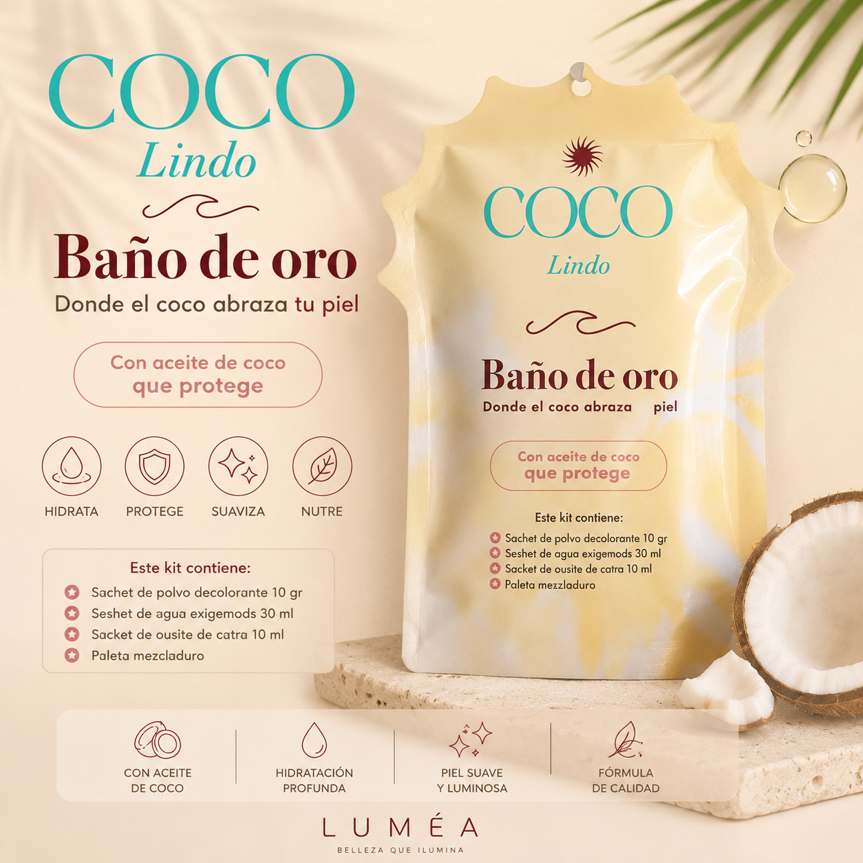 Kit Decolorante Baño de Oro Coco Lindo - Image 2